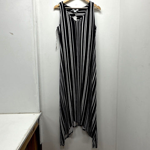 Tommy Bahama Women's Anoche Stripe Maxi Dress Black White Sleeveless NWT Sz M