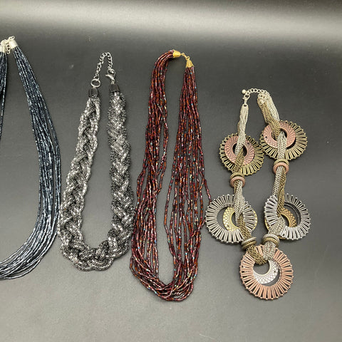 Fashion Costume Jewelry Lot of 6 Necklaces Beaded Statement Bib Mixed Styles