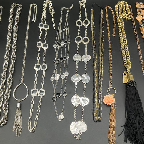 Marc Jacobs & Fashion Jewelry Lot 13 Necklaces Gold Silver Tone Vintage Tassels