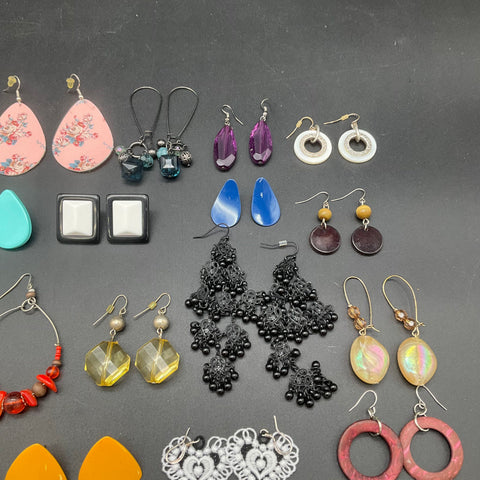 Vintage and Modern Fashion Jewelry Earrings Lot of 31 Pairs Dangle Stud Hoop