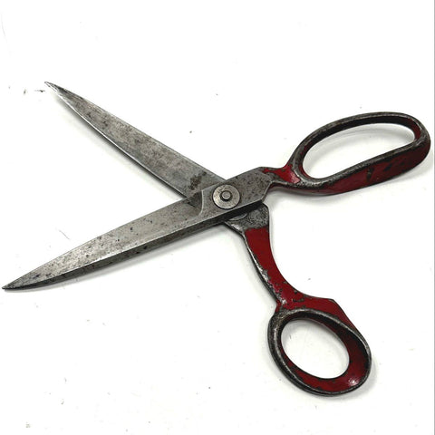 Wiss No. 20 Inlaid Shears Industrial Upholstery Scissors USA Vintage Red Handle