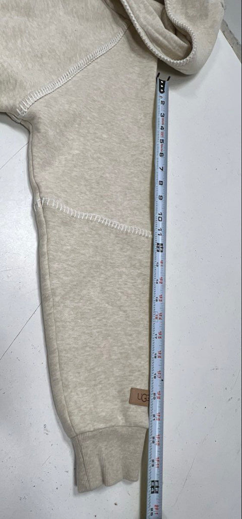 Ugg Women's Relaxed Whipstitch Fleece Hoodie Heather Oatmeal Cotton Blend Sz S