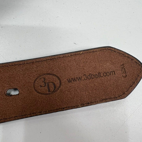 3D Belt Co Brown Hand Tooled Leather Beaded Western Belt Silver Buckle Sz 38