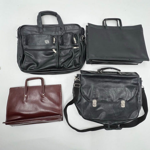 Vintage Business Portfolio Briefcase Satchel Faux Leather Bag Lot of 4 Pieces