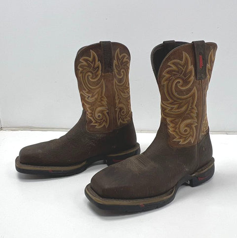 Rocky Long Range RWST1867C Steel Toe Western Work Boots Brown Orange Size 11 M