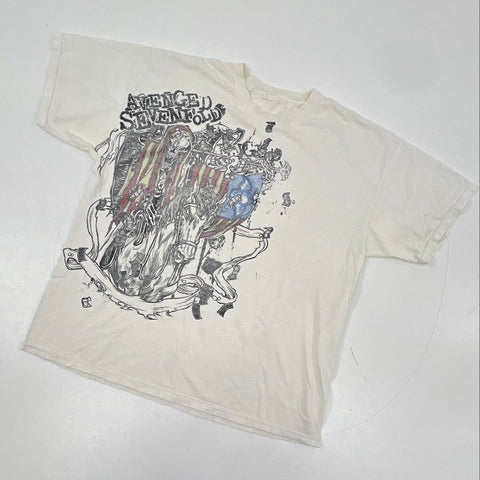 Avenged Sevenfold Reaper Horse American Flag Graphic T-Shirt Double Stitch Sz XL