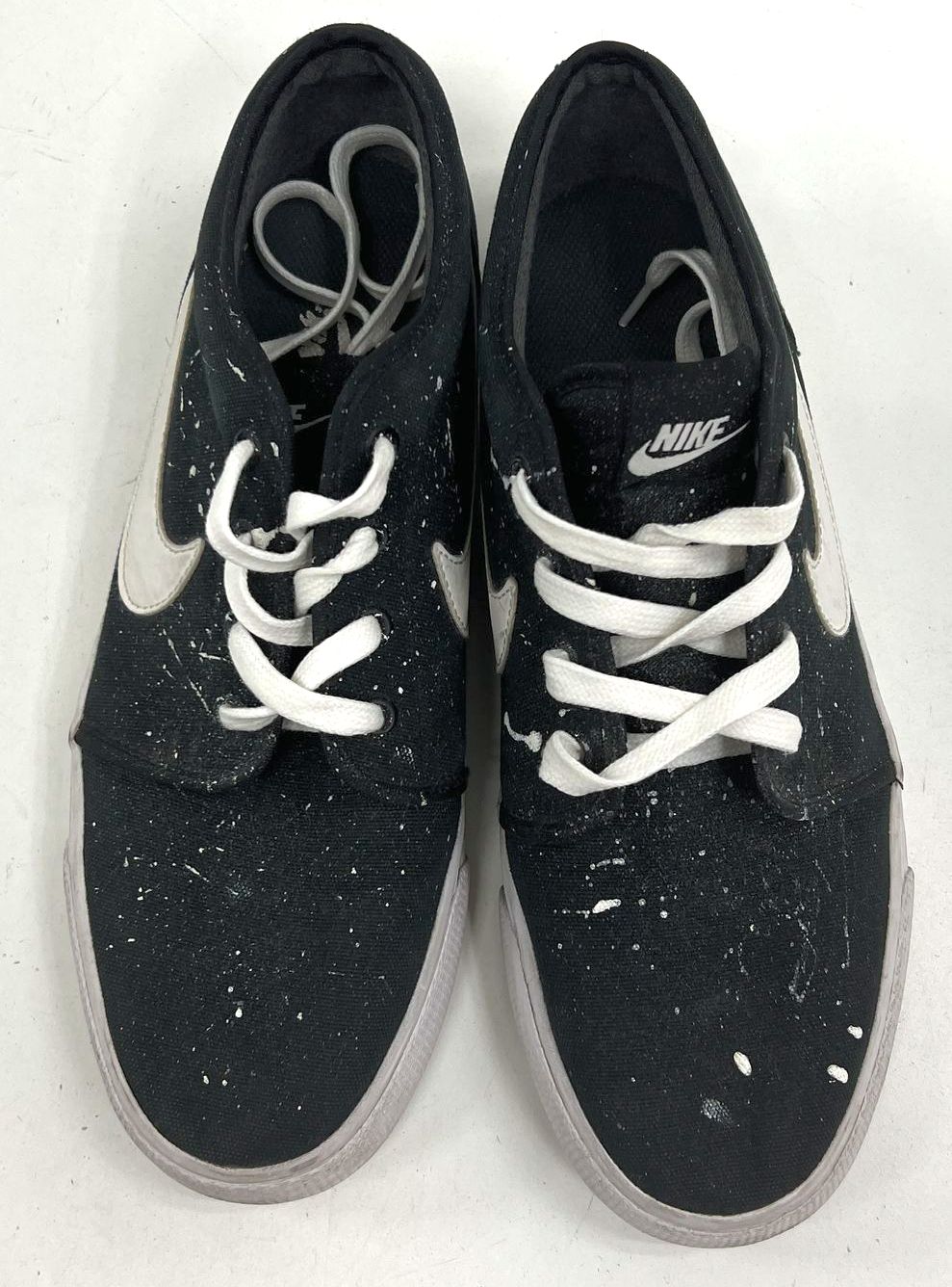 Nike SB Portmore Canvas Black White Paint Splatter Skate Shoes Men's 10
