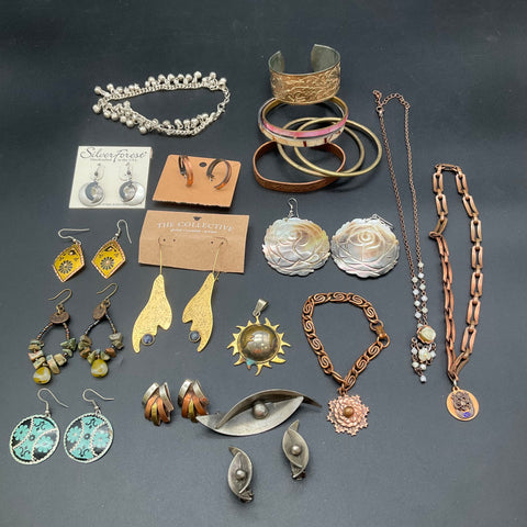 Silver Forest Mid-Century Artisan Bohemian Jewelry Lot 22pc Earrings