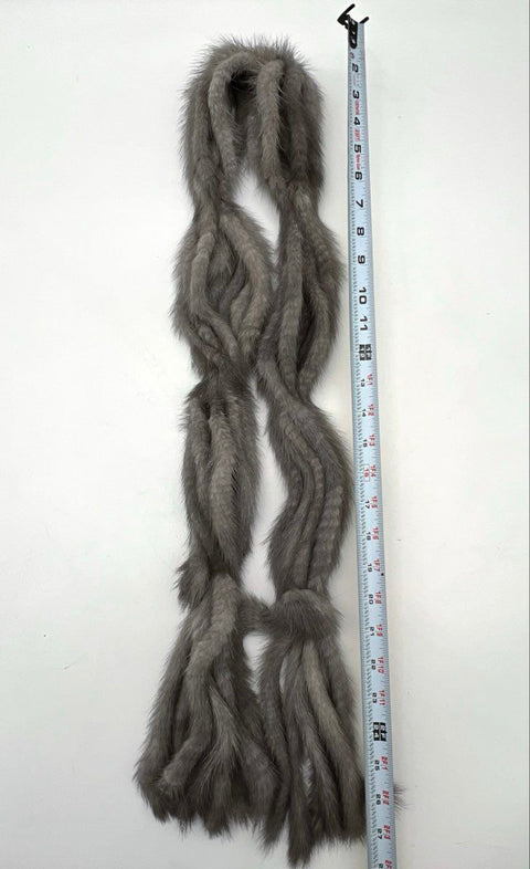 Unbranded Women's Real Mink Fur Scarf Gray Taupe Braided Multi-Strand Vintage