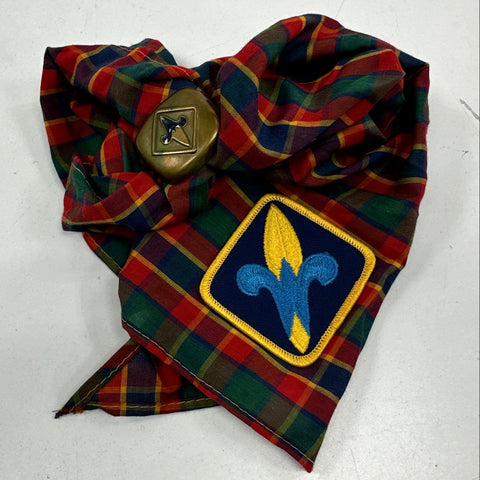 Boy Scouts of America Cub Scout Uniform Lot Patched Shirt Hat Belt Neckerchiefs