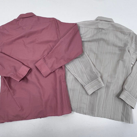 Vintage Pierre Cardin Men's Long Sleeve Button Up Shirts Lot 2 Mauve Beige 15.5