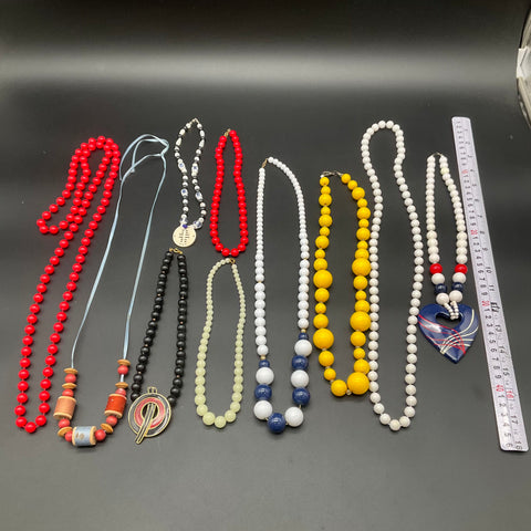 Vintage Retro Costume Jewelry Lot of 9 Beaded Necklaces Pendants 80s 90s Style