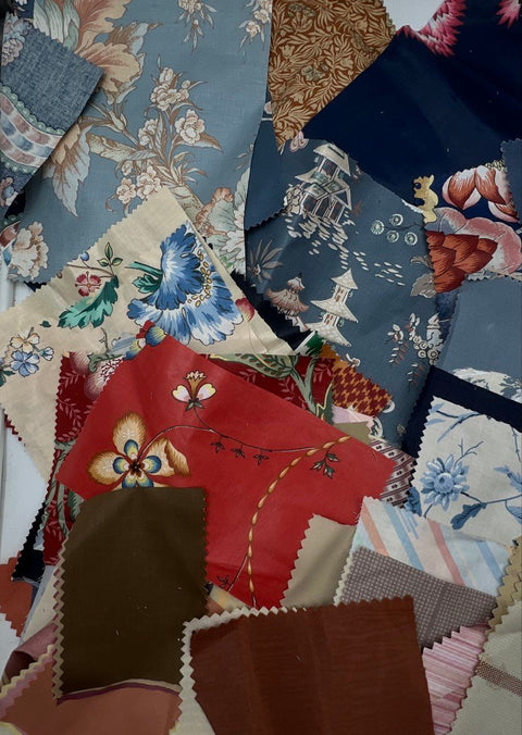 Vintage Cotton Quilt Squares Large Lot Mixed Floral Plaid Geometric Patterns