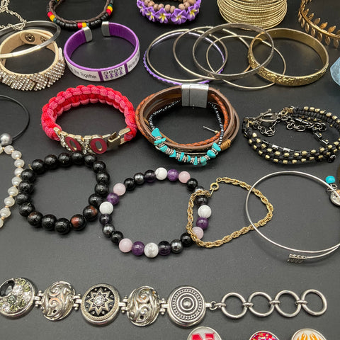 Eclectic Bracelet Jewelry Lot 30+ Harley-Davidson Huskers Snap Charm Beaded