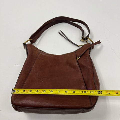 Fossil Brown Pebbled Leather Hobo Shoulder Bag Brass Hardware