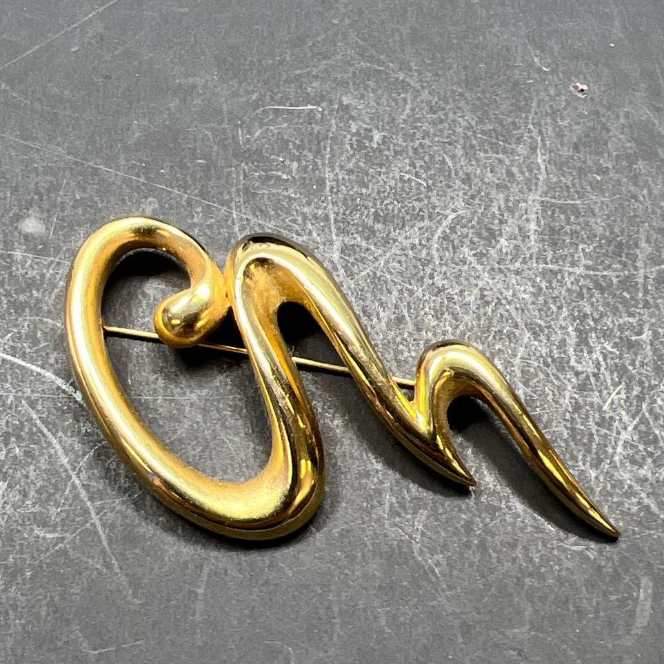 P.E.P. Erwin Pearl Gold Tone Scribble Brooch