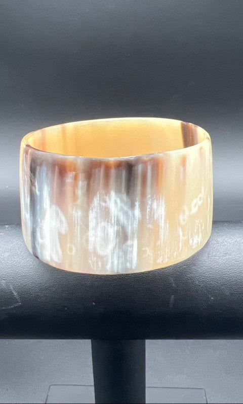 PONO by Joan Goodman Chunky Resin Bangle Bracelet Wide Oval Brown Signed 7.25"