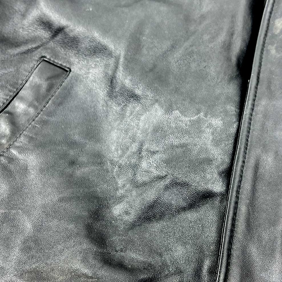 Vintage 90s Leather USA Black Genuine Leather Bomber Jacket Men's Size L