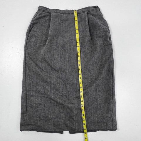 Vintage 90s Giorgio Armani Women's Gray Wool Pleated Midi Skirt Sz 12