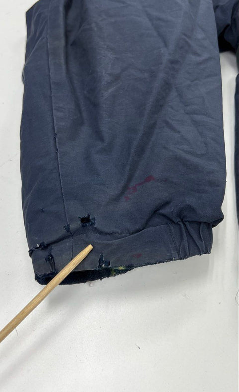 Vintage 90s Nautica Hooded Sailing Jacket Plaid Fleece Lined Navy Sz L/XL