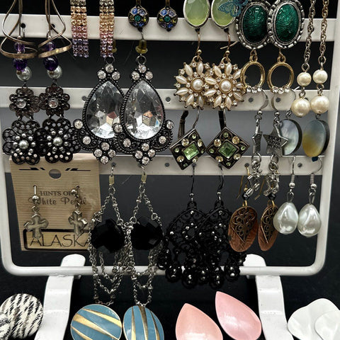 Mixed Fashion Costume Earrings Lot Gold & Silver Tone Statement Boho