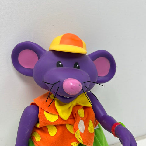 Vintage 1996 Bananas in Pajamas Rat in a Hat Purple Figure Doll Toy ABC TV