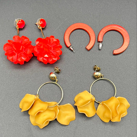 Costume Jewelry Earring Lot of 10 Chunky Dangle Hoop Colorful Lia Sophia