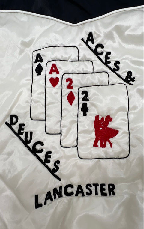 Vintage 80s United Sports Apparel Aces & Deuces Lancaster Satin Jacket Sz L