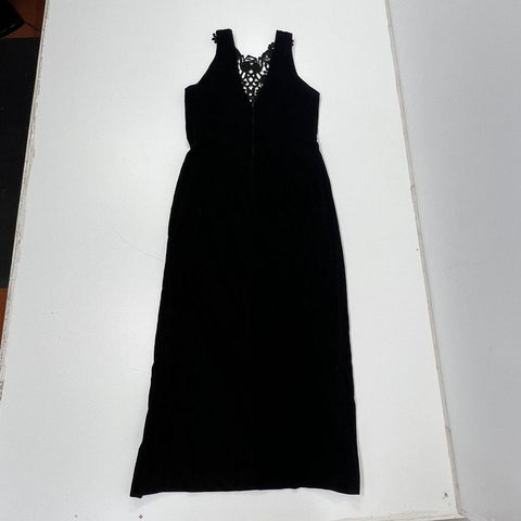 Vintage 90s Scott McClintock Black Velvet Sequin Lace Maxi Gown Dress Womens 16