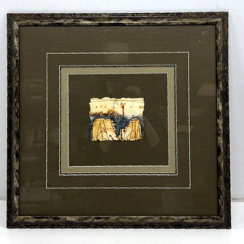 Lil Dept Signed Abstract Print 100/100 Handmade Paper Mixed Media Framed 28x26