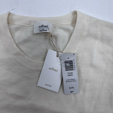 Wilfred Women's Long Sleeve Crew Neck Knit Top Light Birch Cream NWT Sz XL