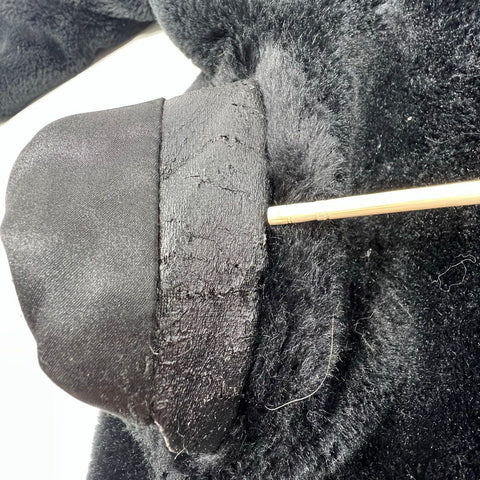 Jones New York Women's Black Faux Fur Hooded Long Coat Jacket Size S