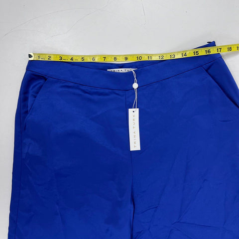 Trina Turk Women's Royal Blue Satin Ines Wide Leg Pants NWT Sz 12