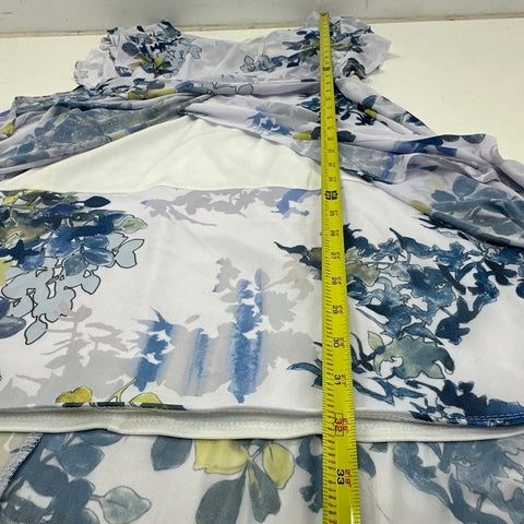 Picadilly Women's Blue Floral Ruffle High-Low V-Neck Dress Denim Multi NWT Sz S