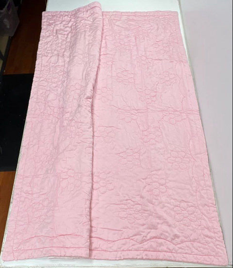 Pottery Barn Kids Pink Quilted Floral Bedspread Blue Pillow Sham Set Vintage