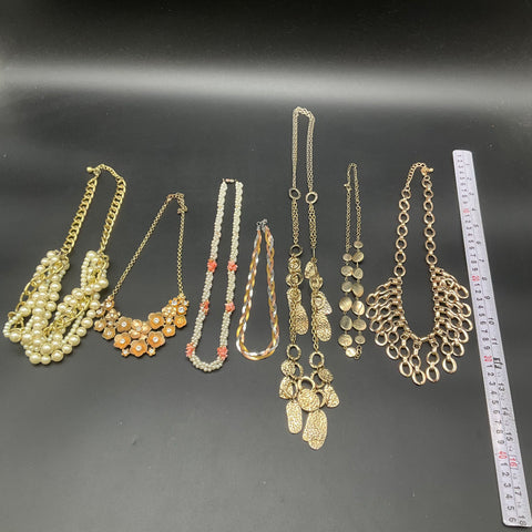 Vintage & Modern Costume Jewelry Lot of 7 Necklaces Faux Pearl Floral Statement
