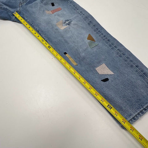 Levi's Women's Column Jeans Blue Patchwork High Rise Straight Distressed 31x27