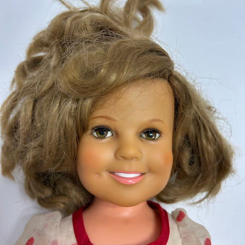 Vintage Shirley Temple Ideal Doll 1972 16 Inch Vinyl With Polka Dot Dress