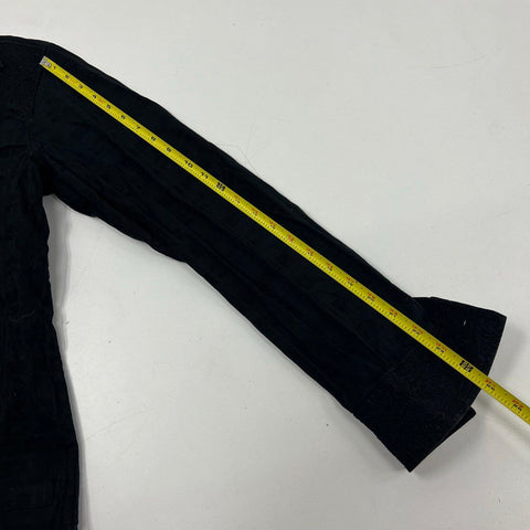 Affliction Black Premium Embroidered Cross Y2K Grunge Button Down Shirt Sz S