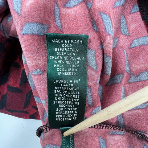 Lauren Ralph Lauren Women's Dress Red Black Geometric Faux Wrap Sheath Sz 2