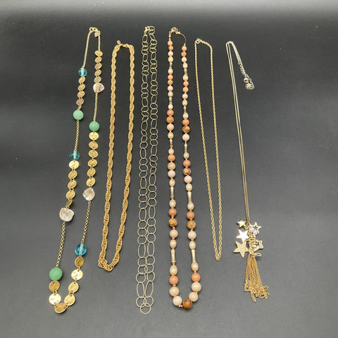 Ralph Lauren Audrey Gold Tone Beaded Celestial Chain Necklace Jewelry Lot of 6