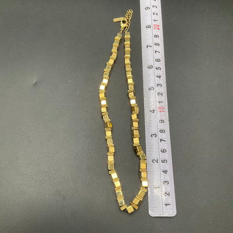 Vintage Napier Costume Jewelry Lot of 2 Gold Tone Cube & Black Bead Necklaces