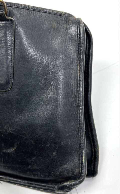 Vintage 80s Coach 9315 Black Leather Small Brief Bag Top Handle Satchel Handbag