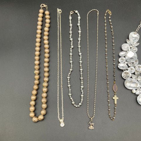 Fashion Jewelry Lot of 7 Necklaces Statement Crystal Rhinestone Bib Choker