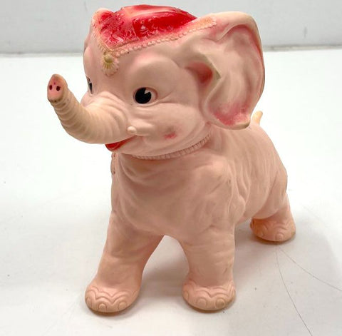 Sun Rubber Co Vintage 1951 Pink Elephant Rubber Toy Figurine 10 Inch