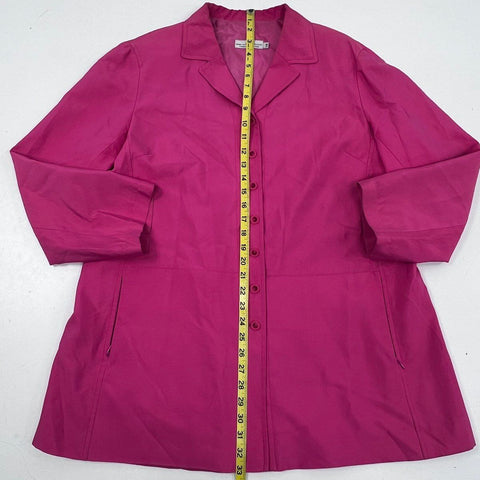 Vintage 90s Marisa Minicucci Women's Pink Silk Blend Button Front Jacket Sz 14