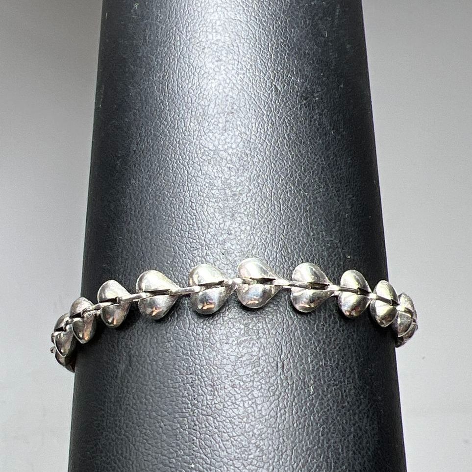 925 Sterling Silver Heart Links Bracelet 5.99g