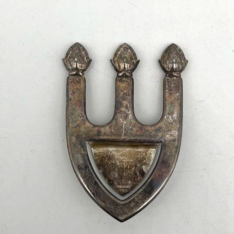 Sheffield Silver Plate Spoon Rest Shield Shape Pineapple Finials Italy Vintage