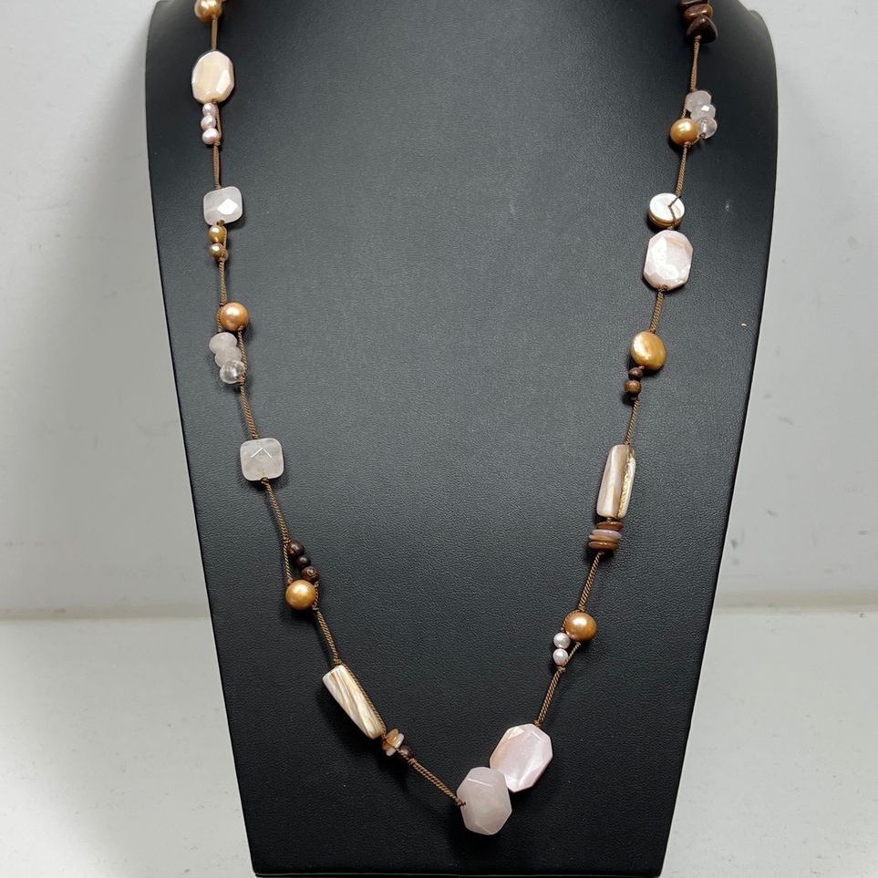 Silpada Quartz Stone, Abalone and Pearl Beaded Necklace