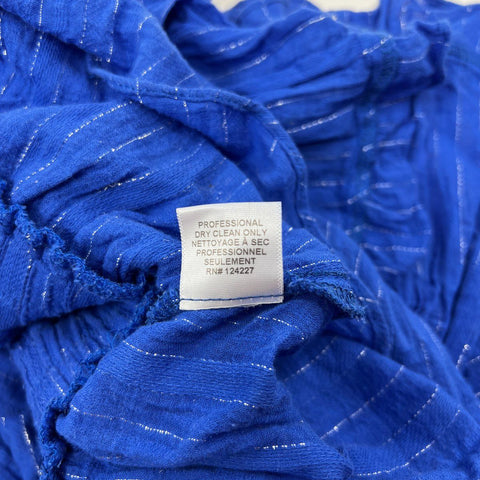 Misa Los Angeles Women's Blue Metallic Pinstripe Tiered Ruffle Mini Dress Sz S